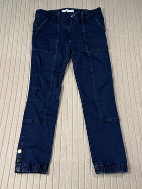 Veronica Beard Jeans - Field Cargo Jogger Jeans - Dark Wash Snap Cuff - Size 6